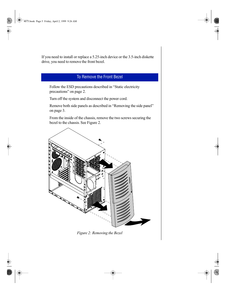 Removing the bezel | Gateway ALR 7300 User Manual | Page 15 / 138