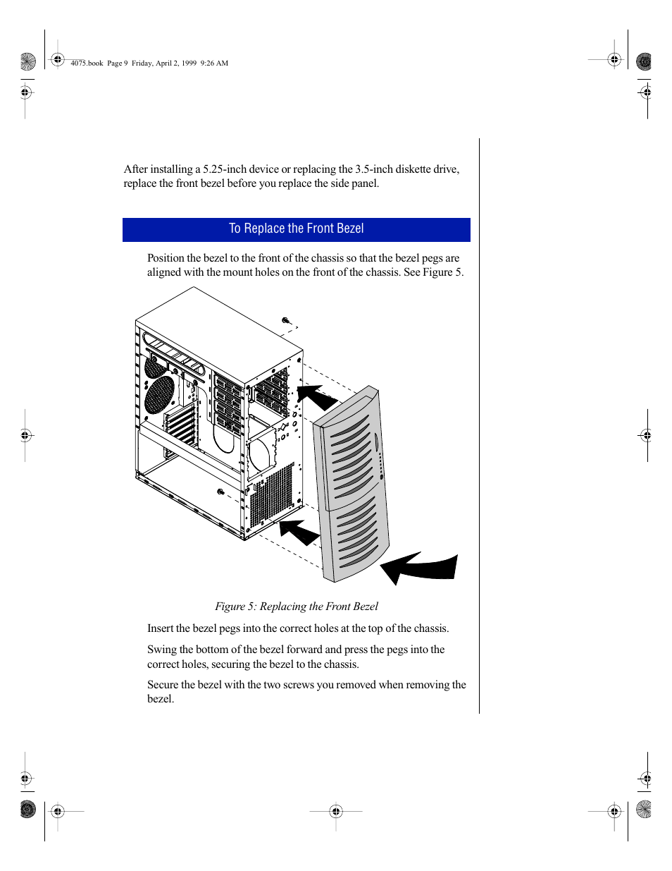 Replacing the bezel | Gateway ALR 7300 User Manual | Page 19 / 138