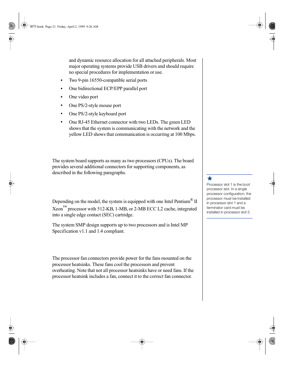 Processor subsystem, Processors and processor slots, Processor fan connectors | Gateway ALR 7300 User Manual | Page 31 / 138