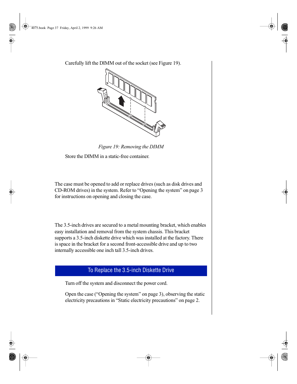 Adding and replacing drives, Replacing a 3.5-inch drive in the front drive bay | Gateway ALR 7300 User Manual | Page 47 / 138
