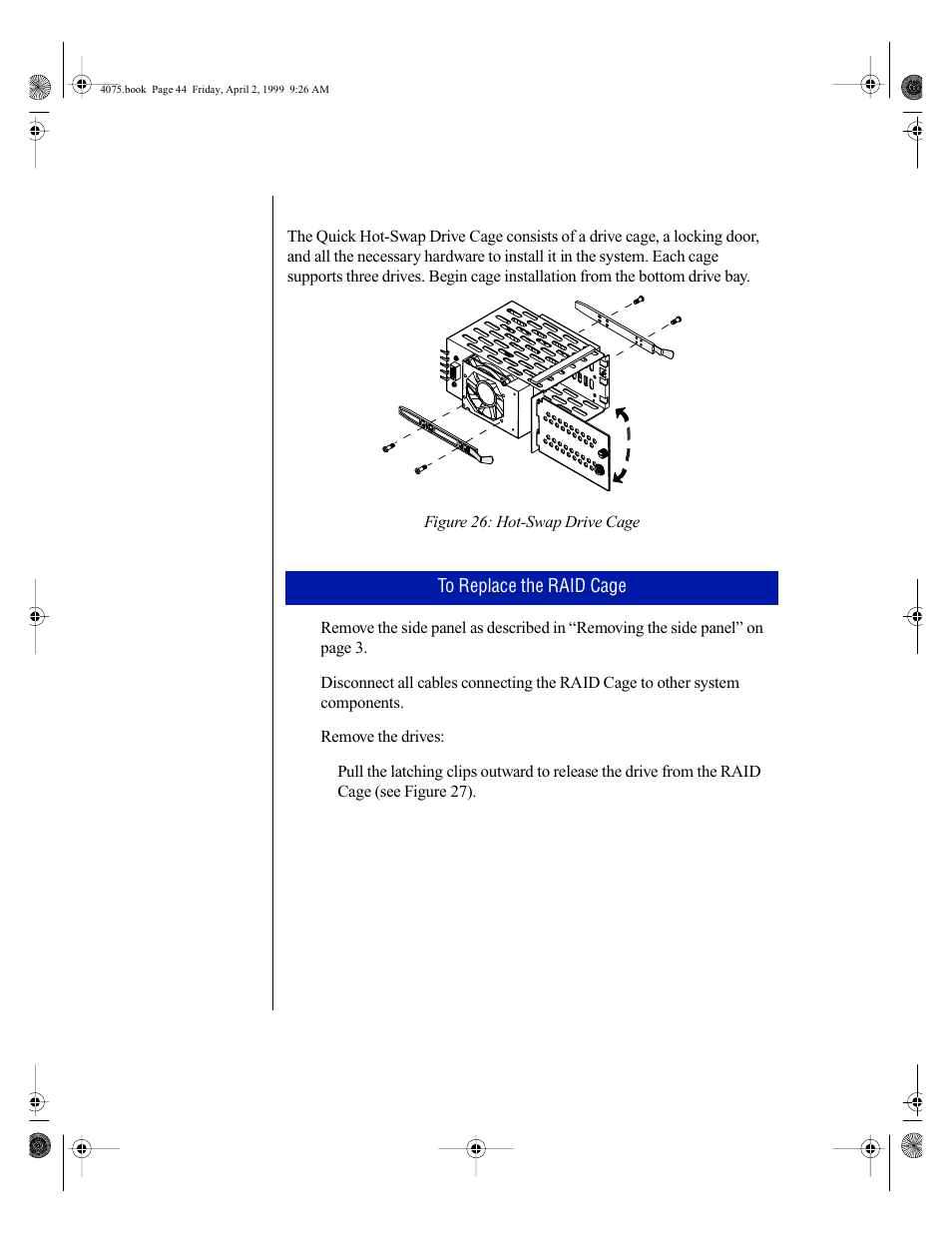 Replacing the raid cage in the 5.25-inch drive bay | Gateway ALR 7300 User Manual | Page 54 / 138