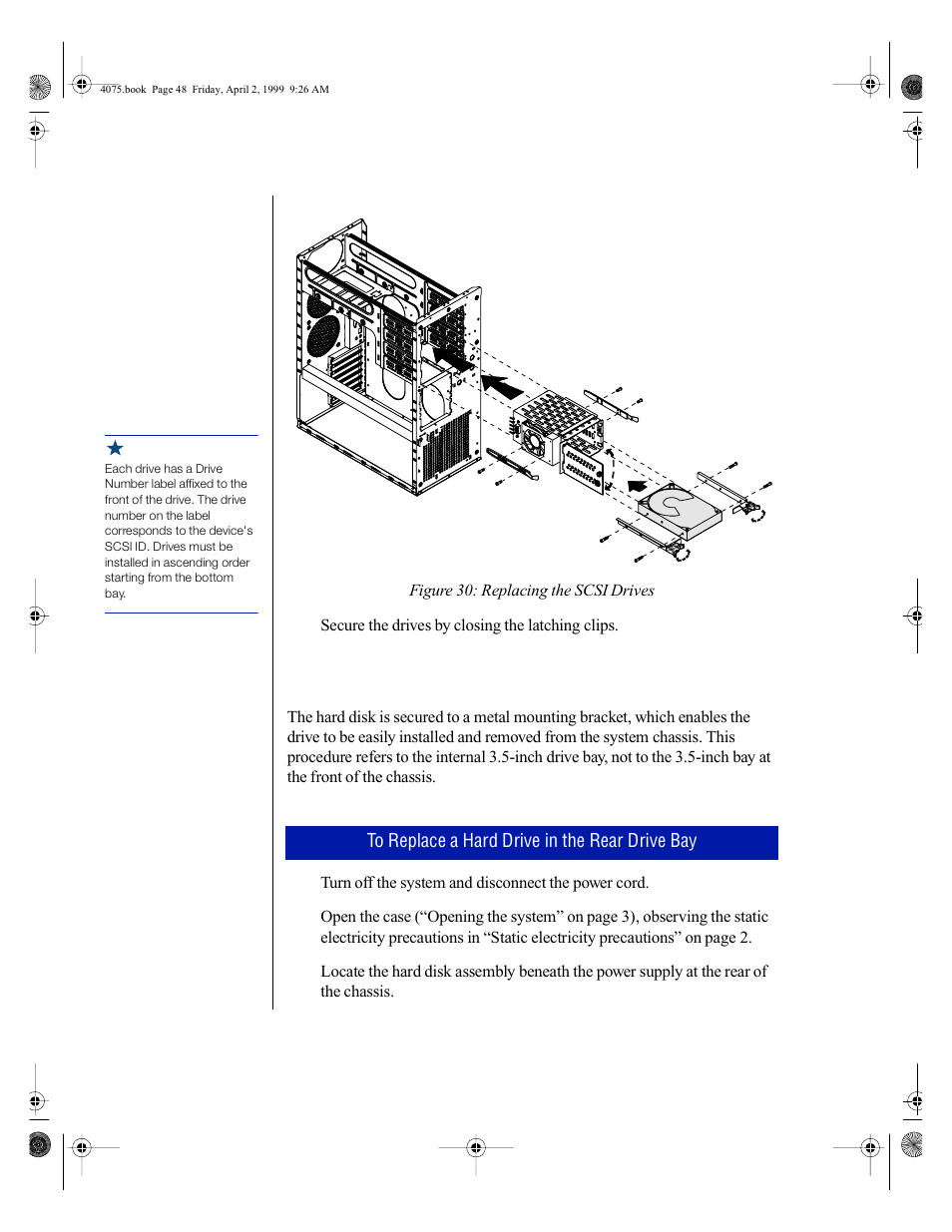 Replacing a hard disk in the rear drive bay | Gateway ALR 7300 User Manual | Page 58 / 138