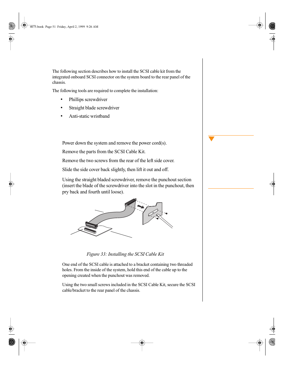 Scsi cable kit installation, To install the scsi cable kit | Gateway ALR 7300 User Manual | Page 61 / 138