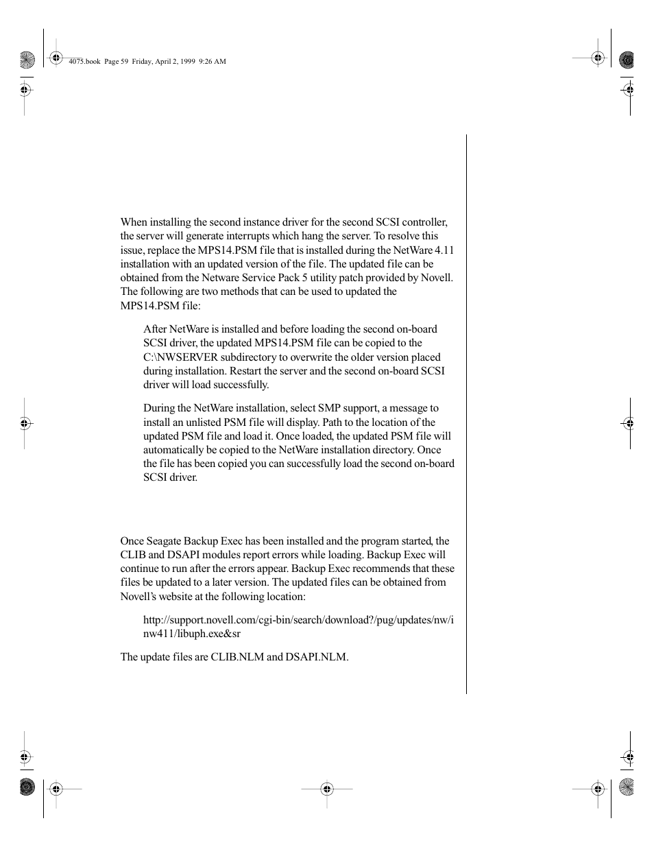 Netware 4.11 driver issues, Seagate backup exec issues | Gateway ALR 7300 User Manual | Page 69 / 138