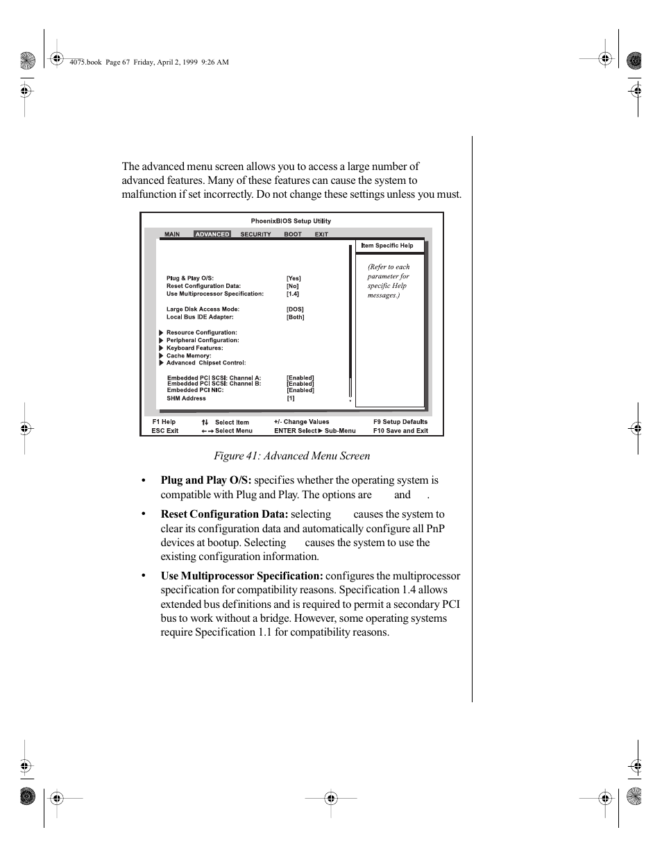 Advanced menu screen | Gateway ALR 7300 User Manual | Page 77 / 138