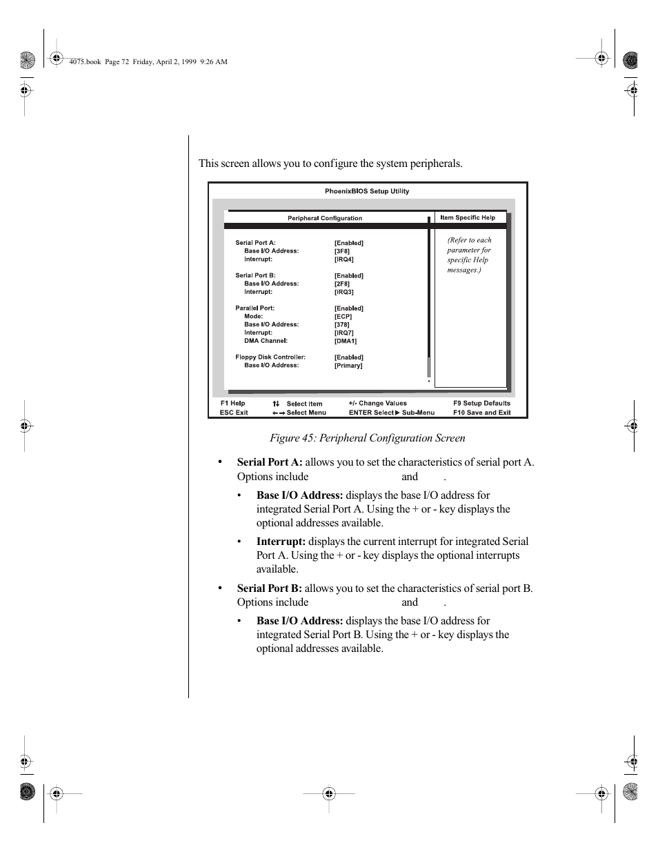 Peripheral configuration screen | Gateway ALR 7300 User Manual | Page 82 / 138