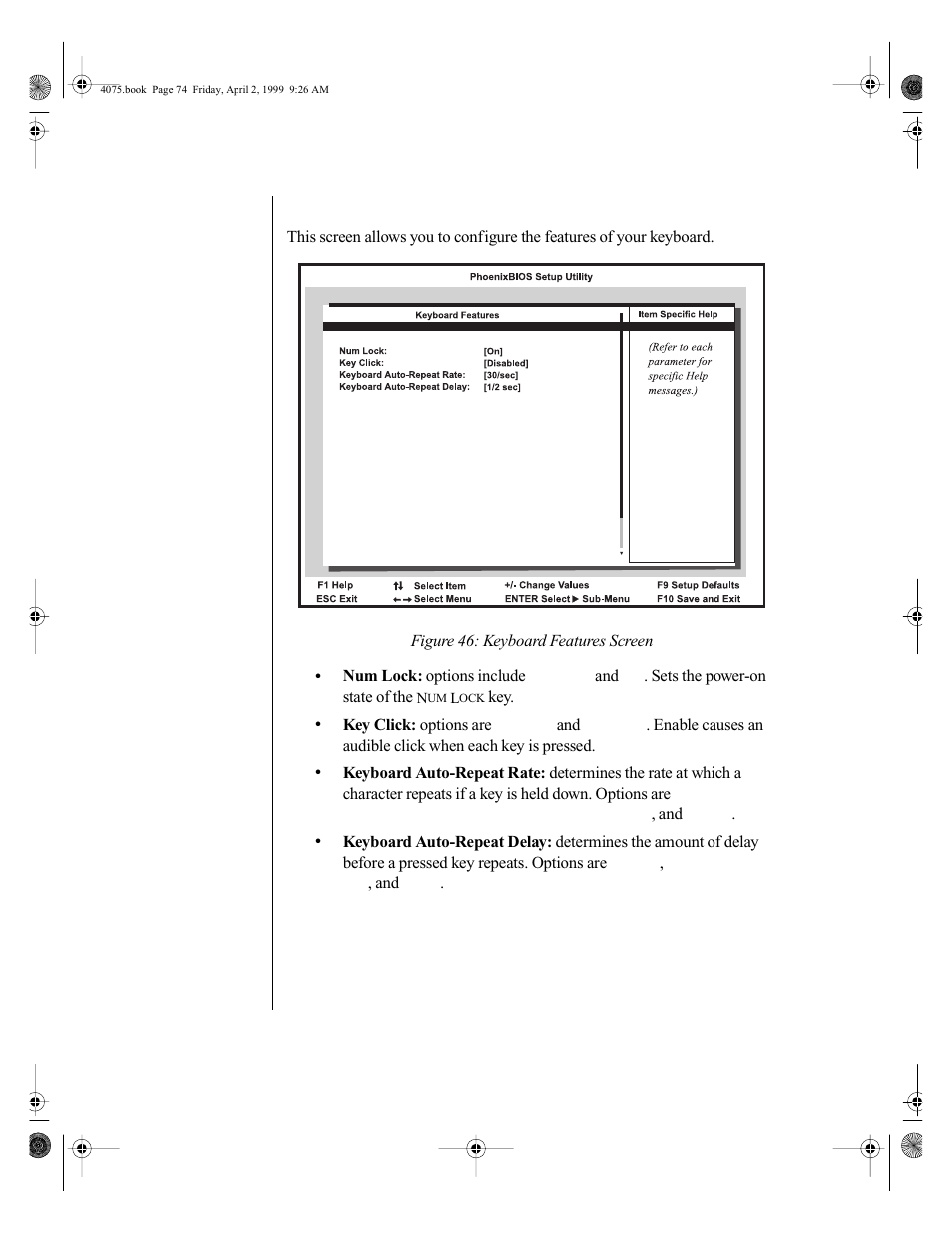 Keyboard features screen | Gateway ALR 7300 User Manual | Page 84 / 138