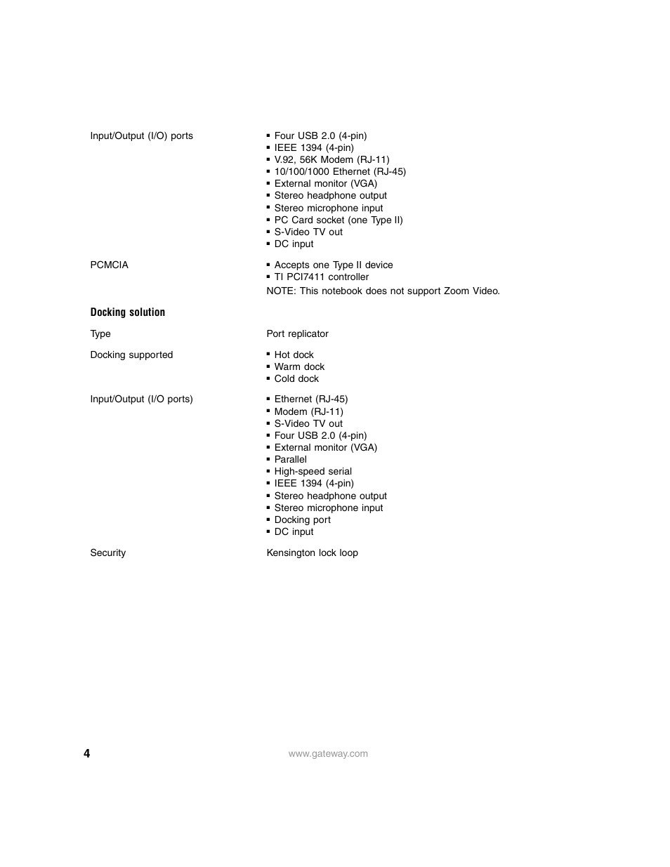 Docking solution | Gateway M680 User Manual | Page 4 / 7