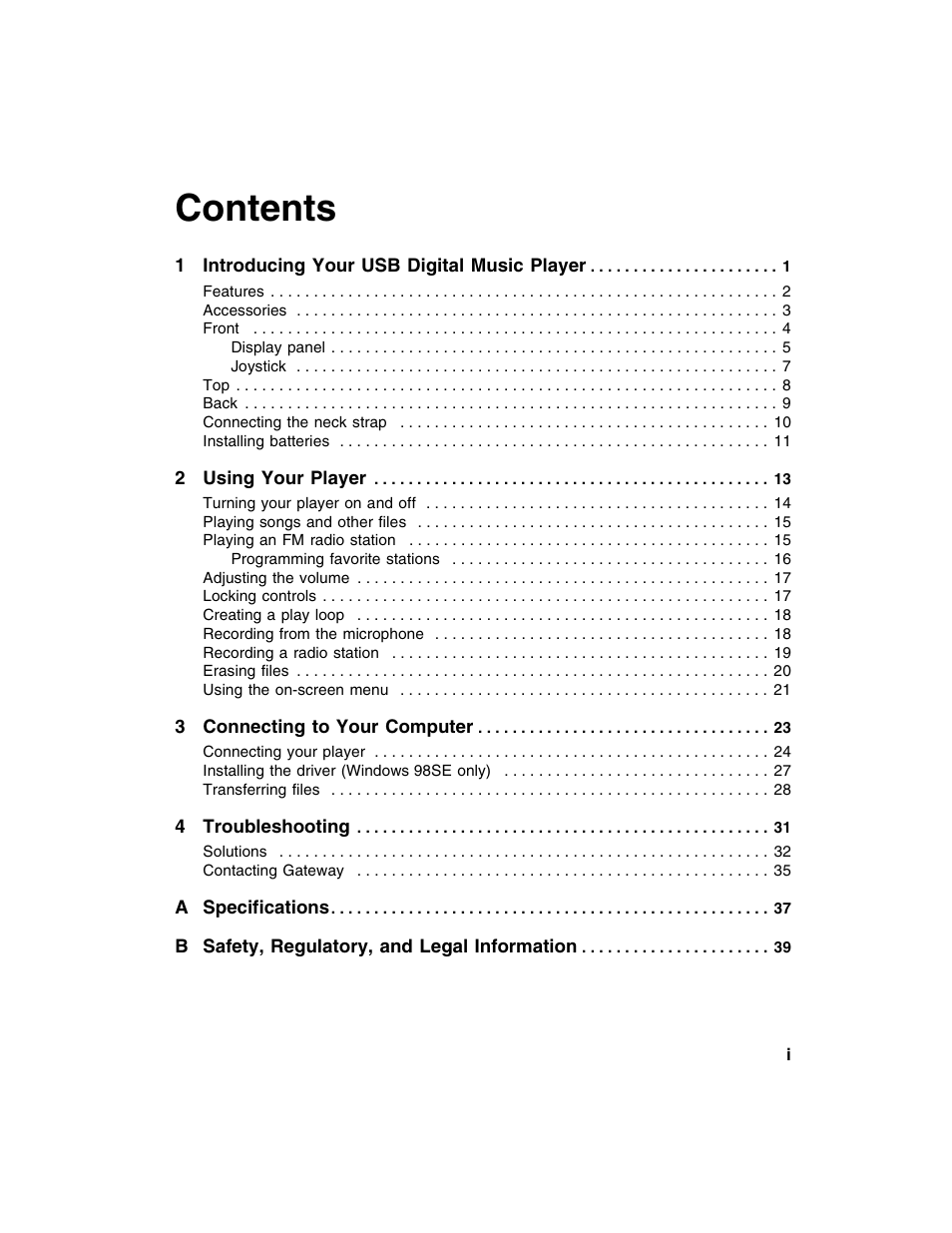 Gateway DMP-110 User Manual | Page 3 / 48