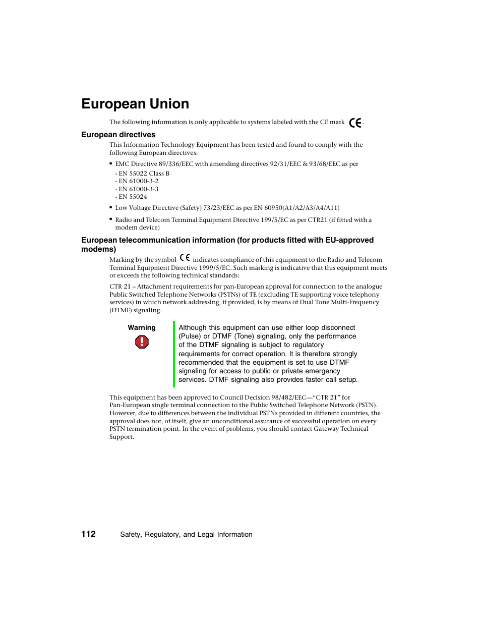 European union | Gateway E-4650 User Manual | Page 120 / 134