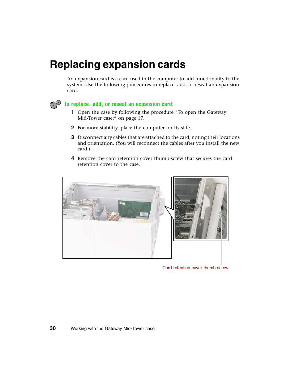 Replacing expansion cards | Gateway E-4650 User Manual | Page 38 / 134