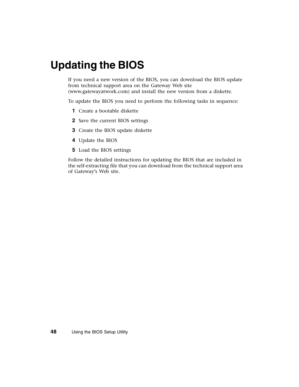 Updating the bios | Gateway E-4650 User Manual | Page 56 / 134