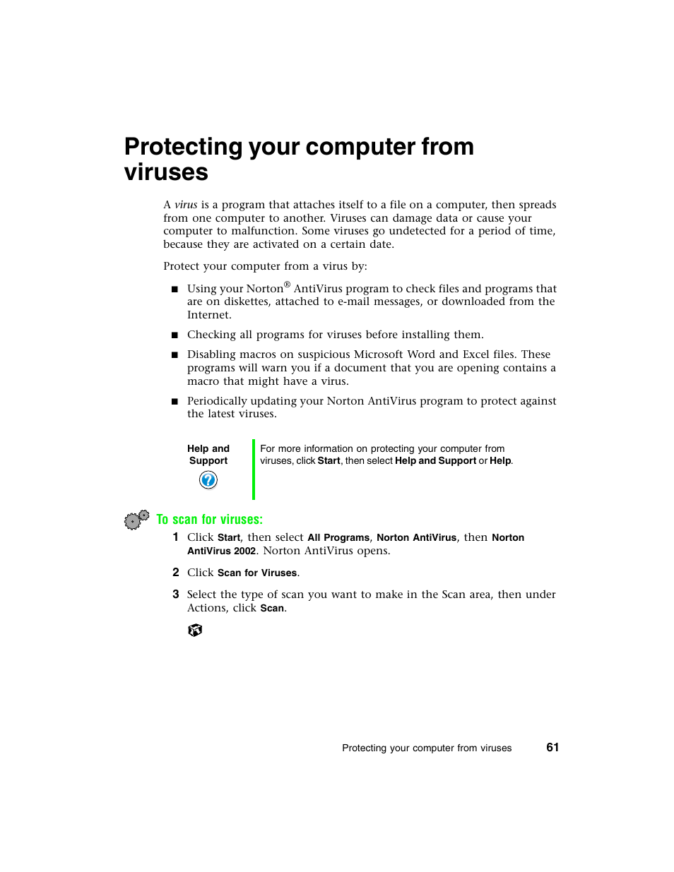 Protecting your computer from viruses | Gateway E-4650 User Manual | Page 69 / 134