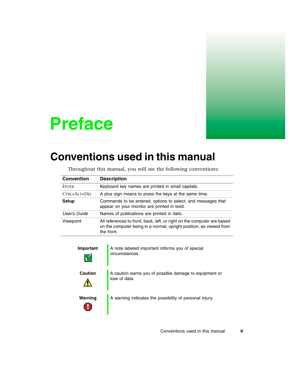 Preface, Conventions used in this manual | Gateway E-4650 User Manual | Page 7 / 134