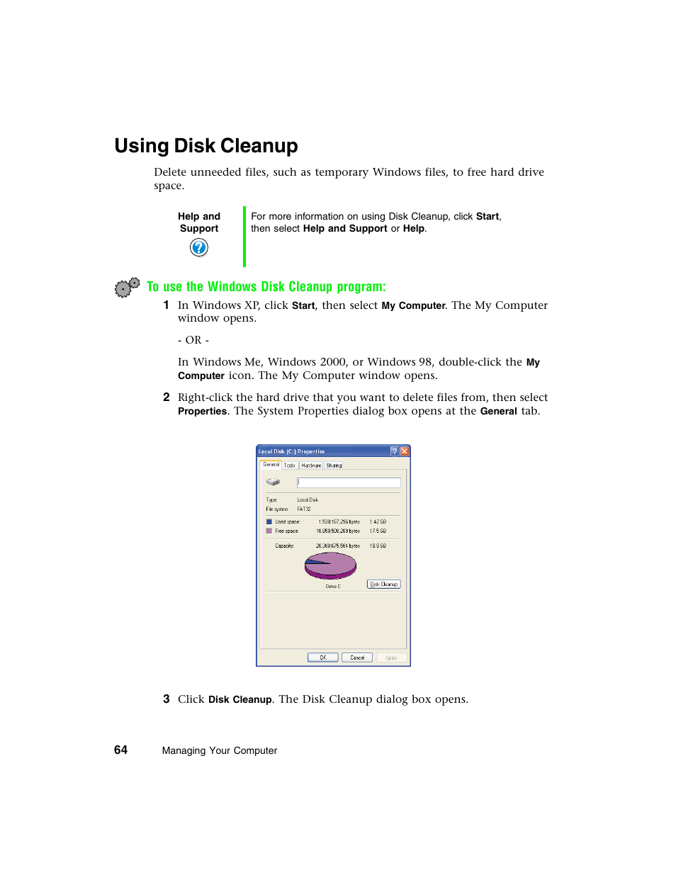 Using disk cleanup | Gateway E-4650 User Manual | Page 72 / 134