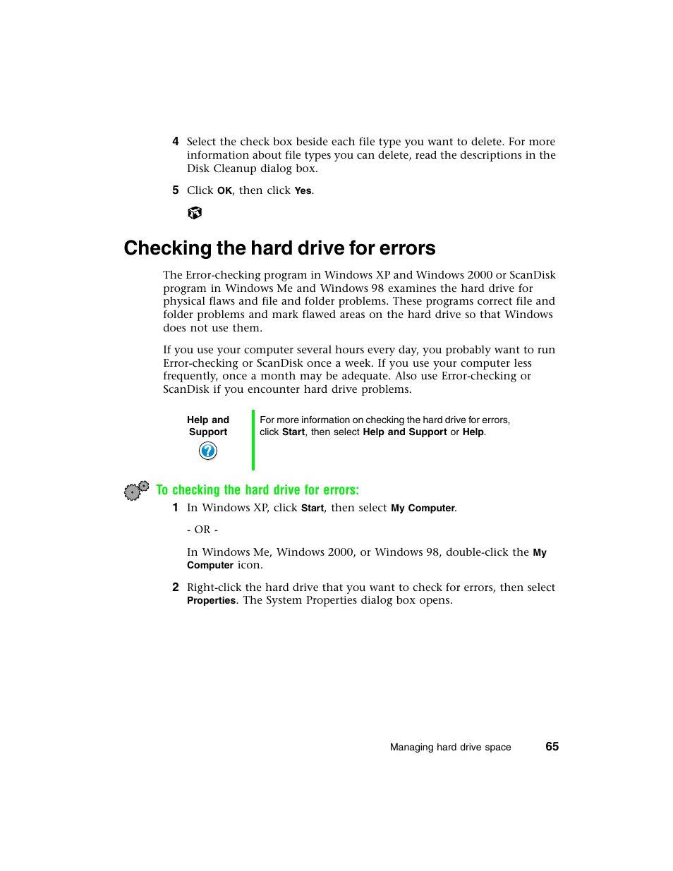 Checking the hard drive for errors | Gateway E-4650 User Manual | Page 73 / 134