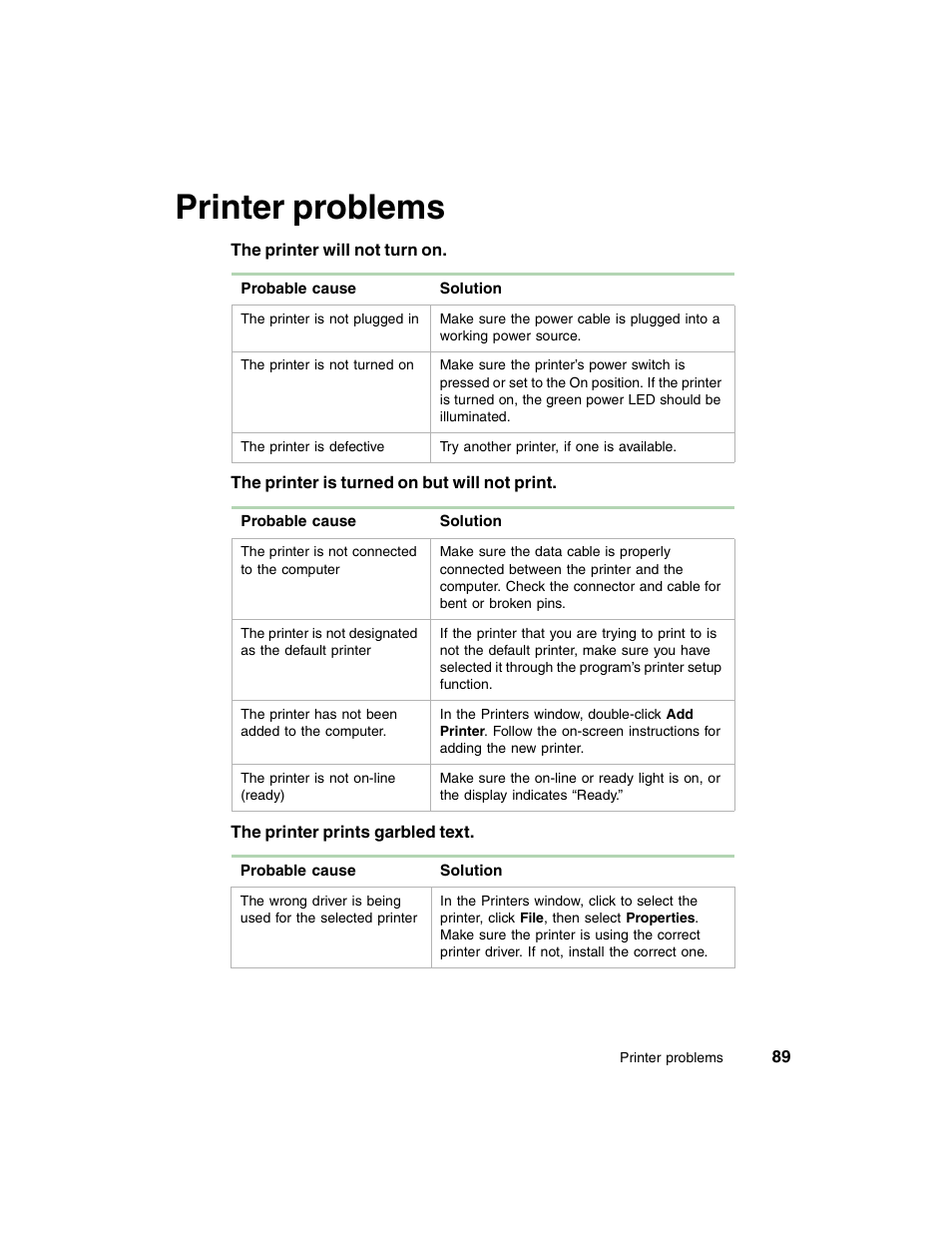 Printer problems | Gateway E-4650 User Manual | Page 97 / 134