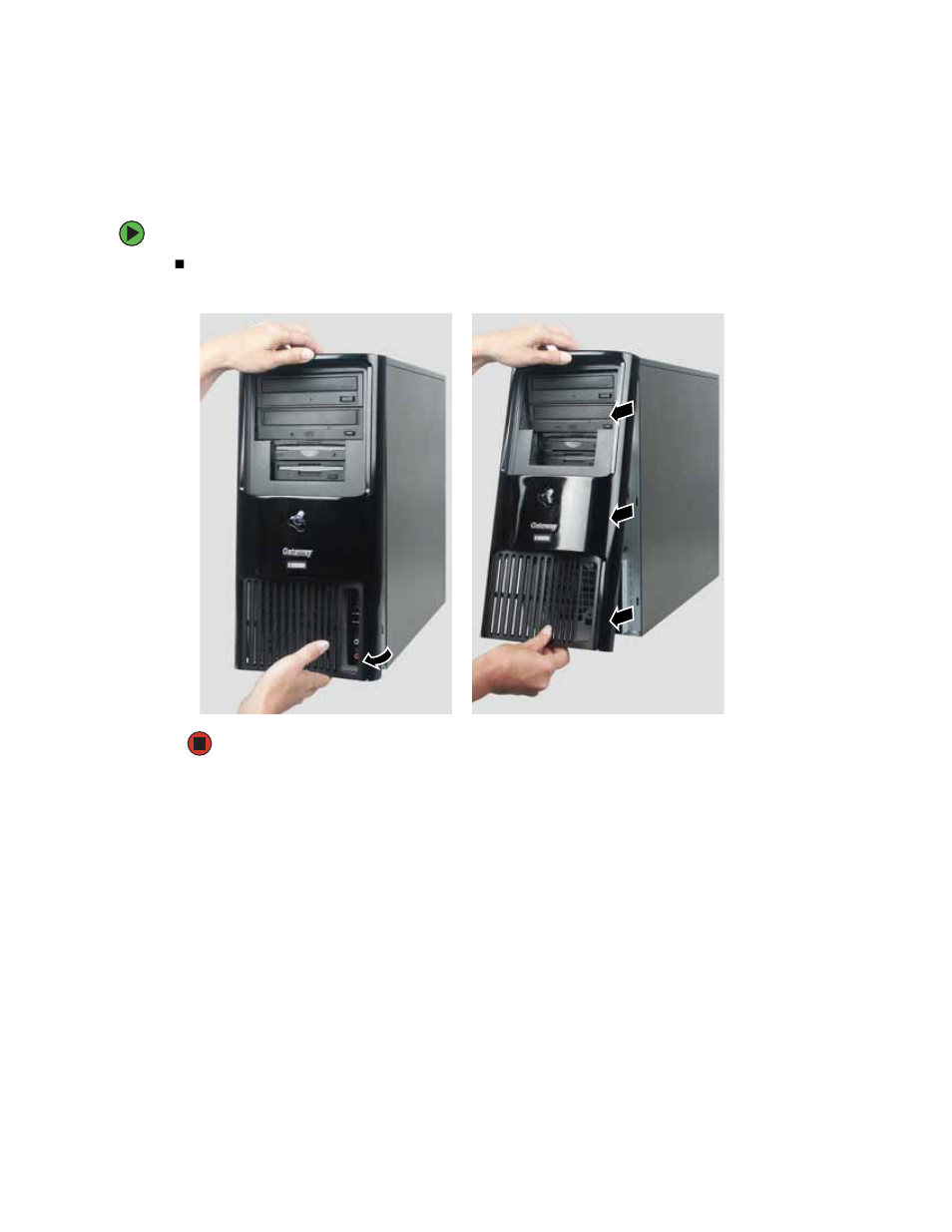 Removing the front bezel | Gateway E-6300 User Manual | Page 56 / 136