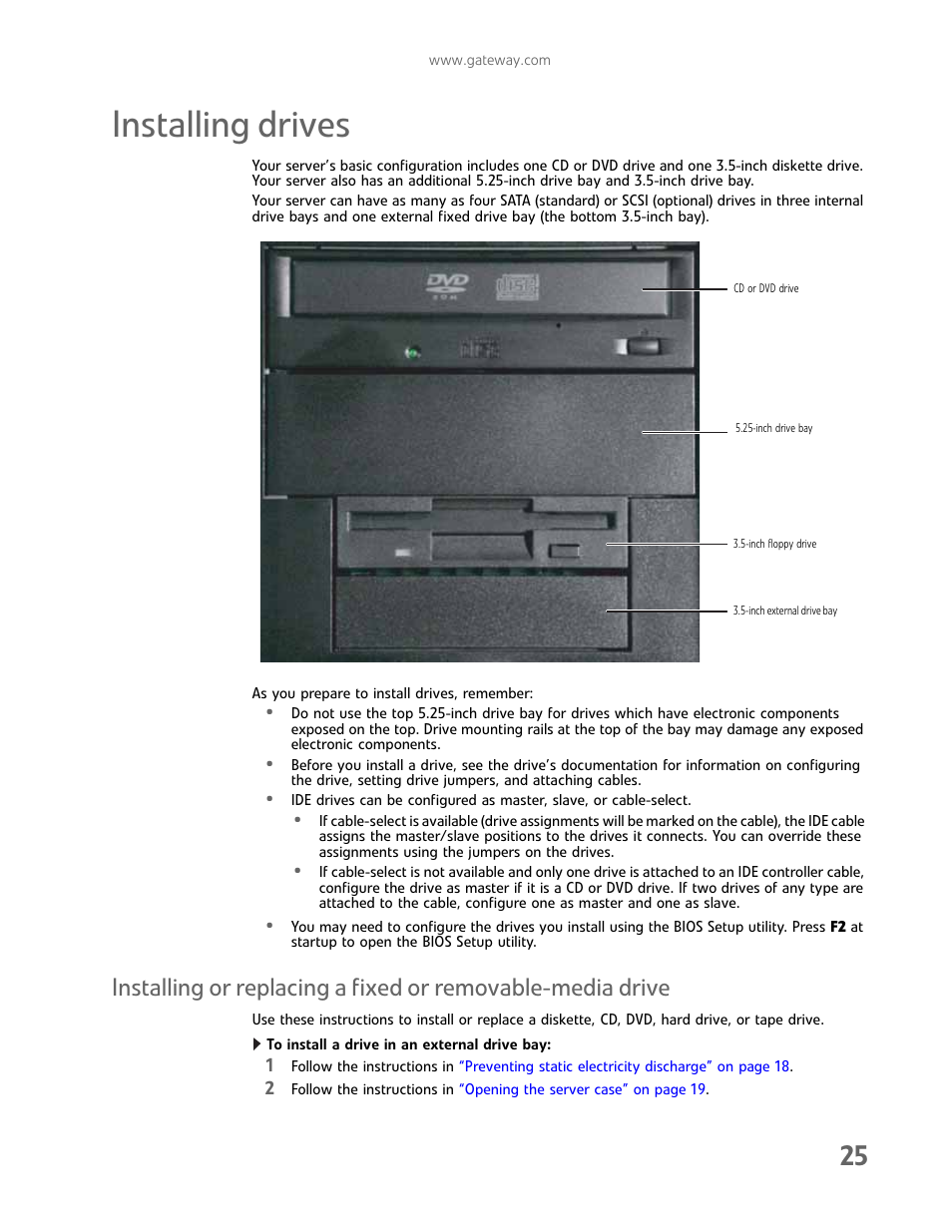 Installing drives | Gateway E-9232T User Manual | Page 31 / 96