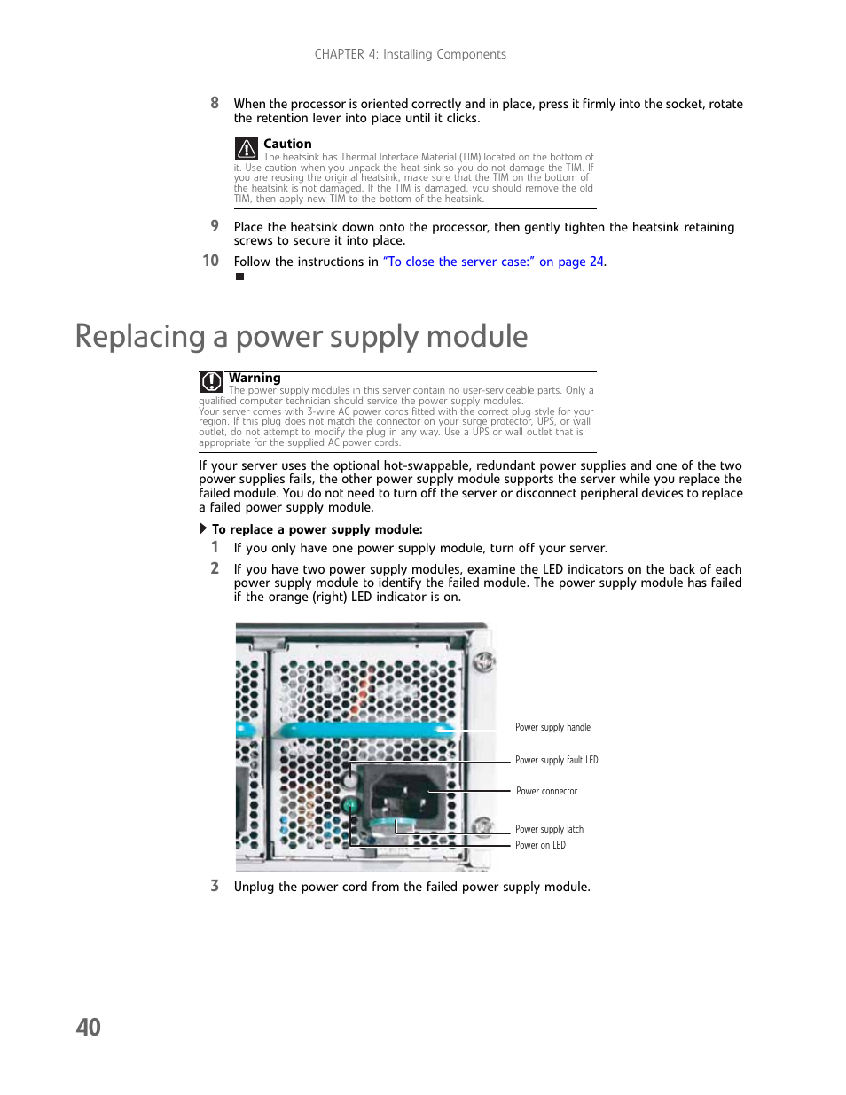 Replacing a power supply module | Gateway E-9232T User Manual | Page 46 / 96