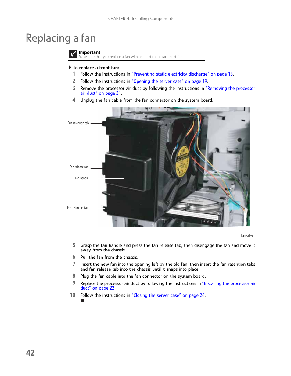 Replacing a fan | Gateway E-9232T User Manual | Page 48 / 96