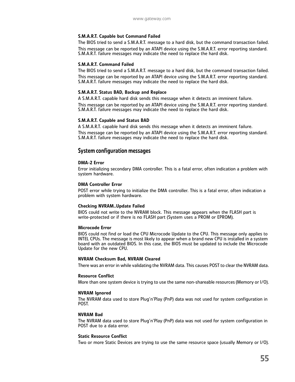 System configuration messages | Gateway E-9232T User Manual | Page 61 / 96