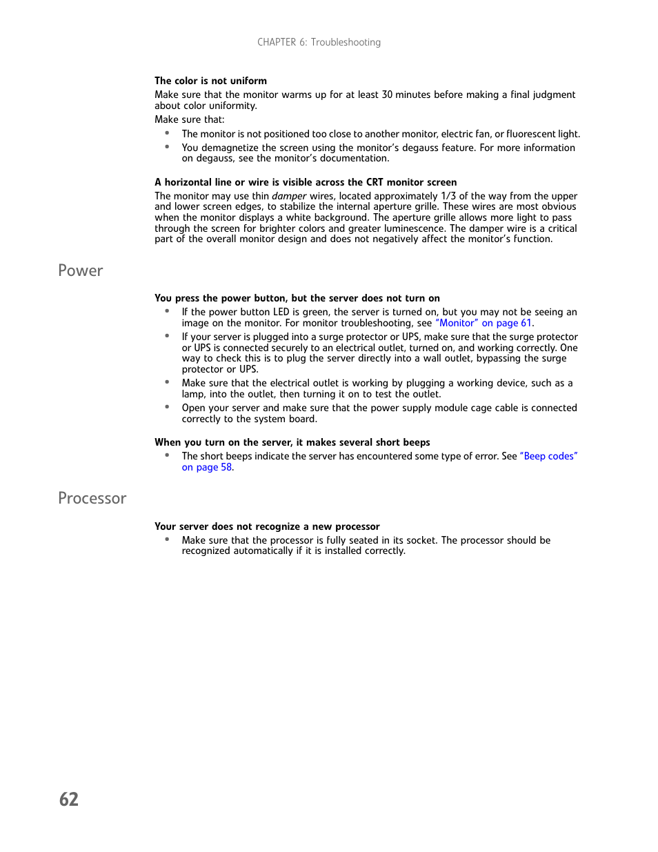 Power, Processor, Power processor | Gateway E-9232T User Manual | Page 68 / 96