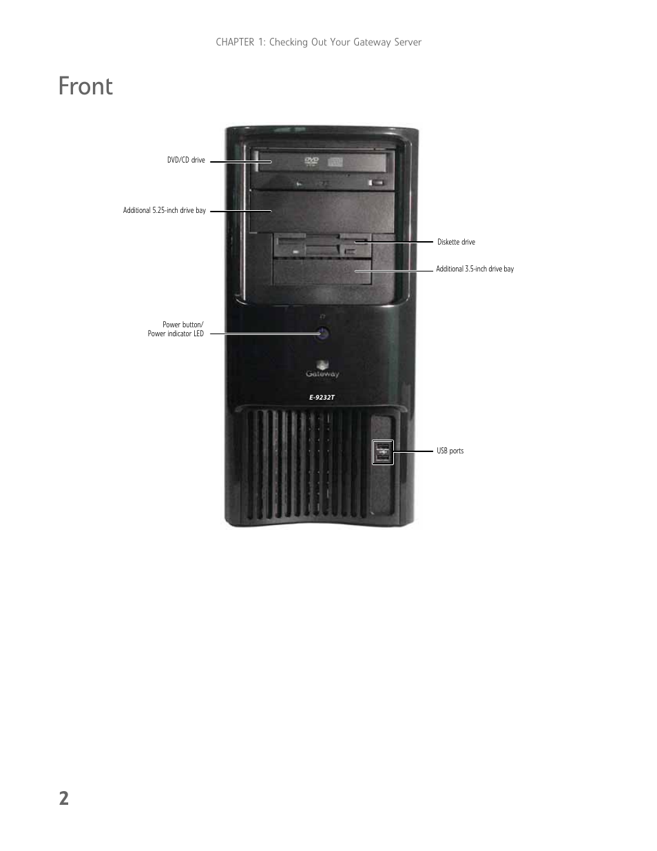 Front | Gateway E-9232T User Manual | Page 8 / 96