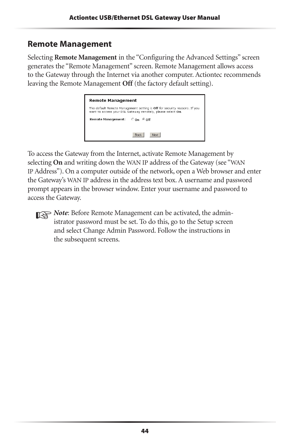 Remote management | Gateway GT704 User Manual | Page 47 / 119