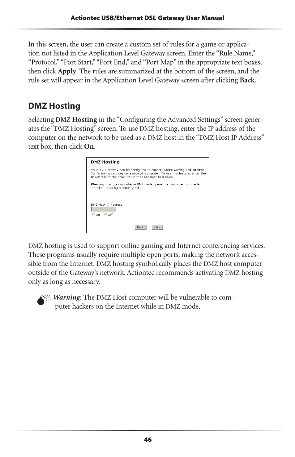 Dmz hosting | Gateway GT704 User Manual | Page 49 / 119