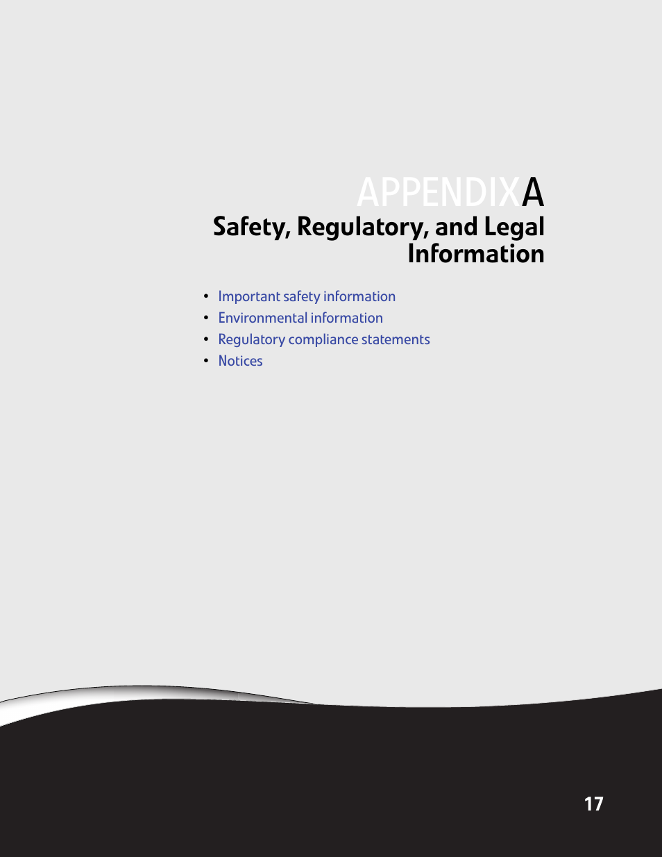 Safety, regulatory, and legal information, Appendix | Gateway FHX2300 User Manual | Page 21 / 26