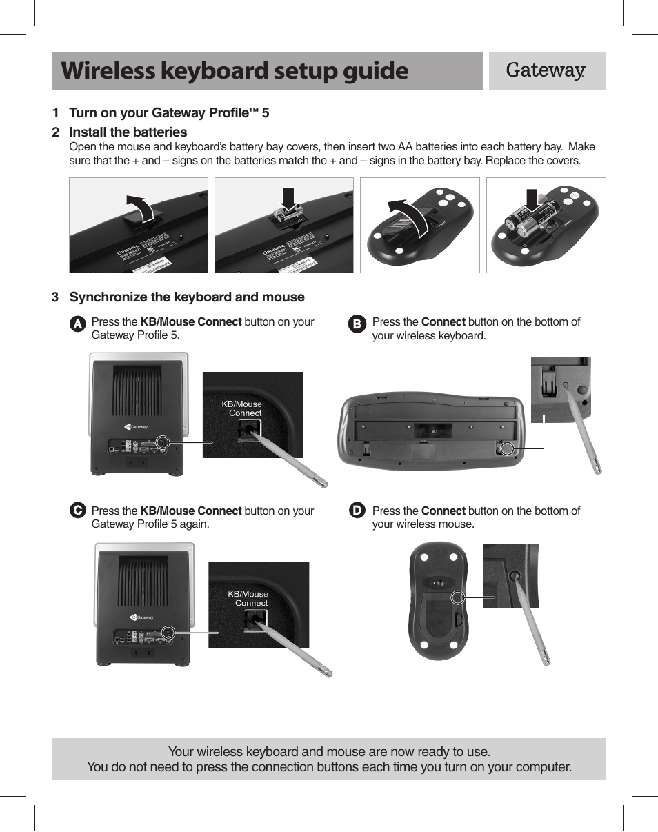 Gateway PROFILE 5 User Manual | 2 pages