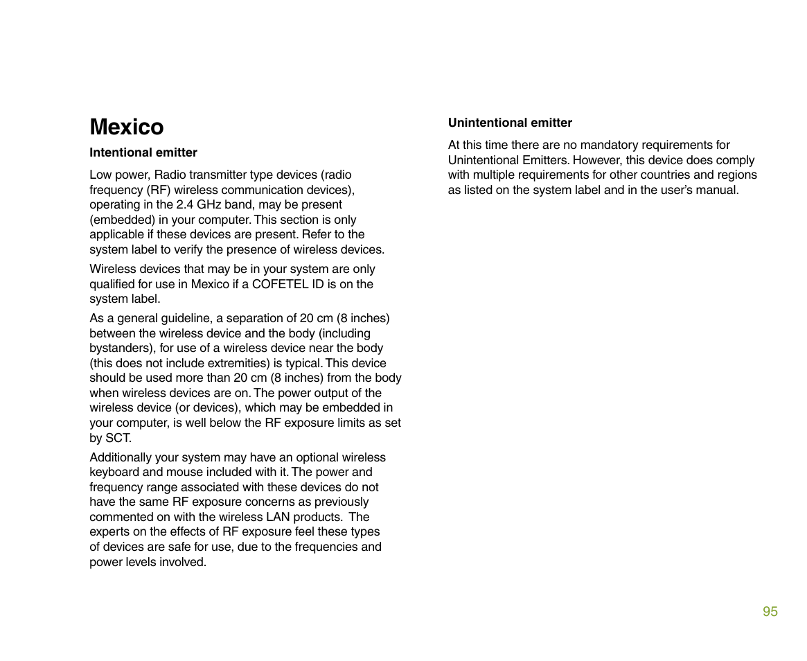 Mexico | Gateway 610 User Manual | Page 101 / 108