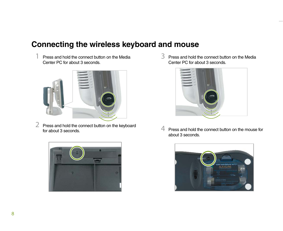 Connecting the wireless keyboard and mouse | Gateway 610 User Manual | Page 14 / 108
