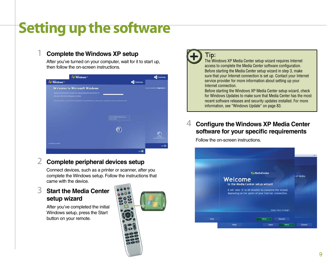 Setting up the software | Gateway 610 User Manual | Page 15 / 108
