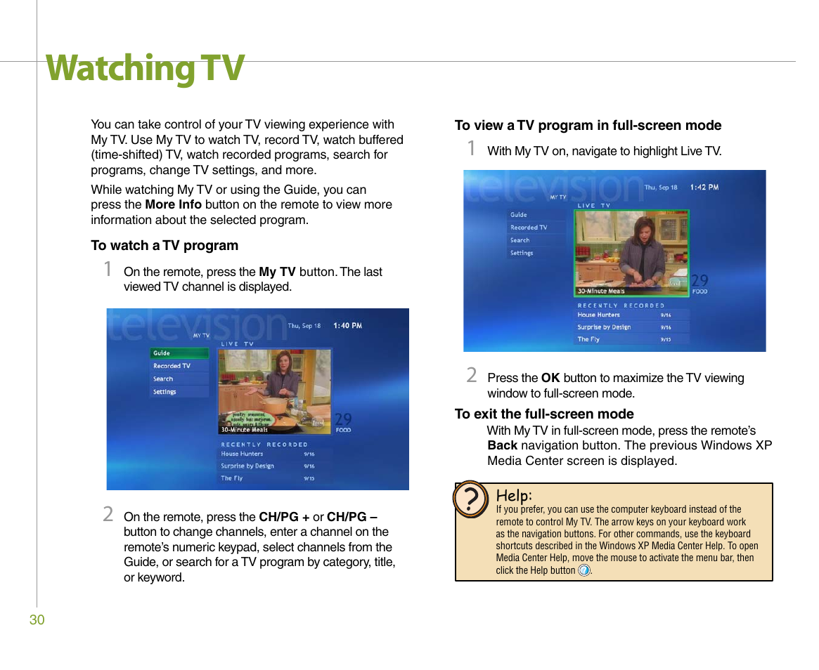 Watching tv | Gateway 610 User Manual | Page 36 / 108