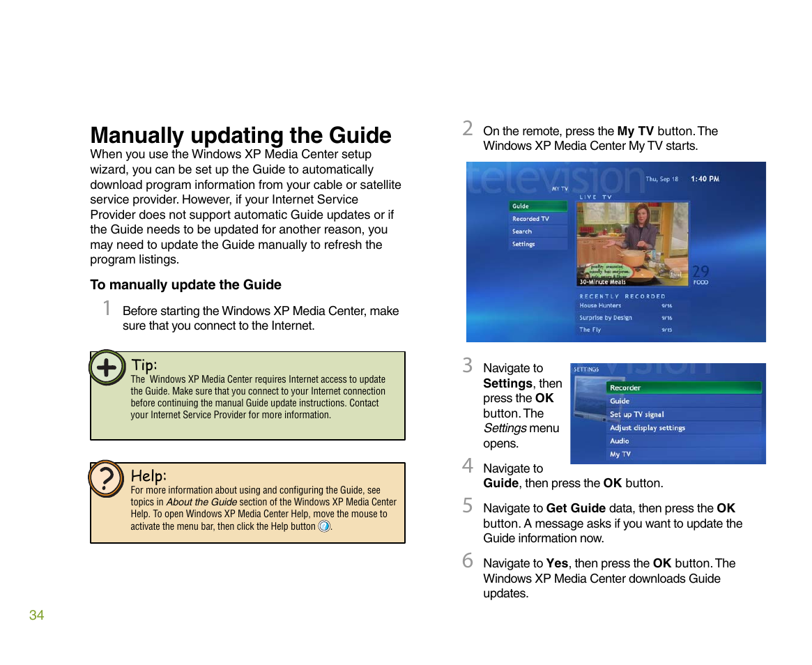 Manually updating the guide | Gateway 610 User Manual | Page 40 / 108