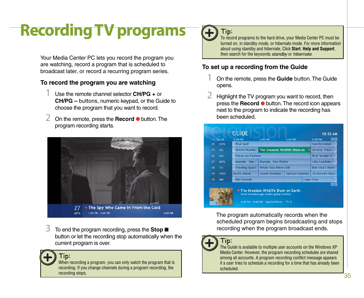 Recording tv programs | Gateway 610 User Manual | Page 41 / 108