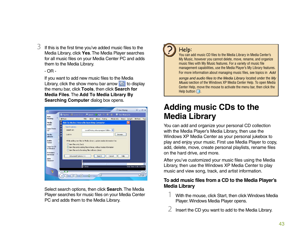 Adding music cds to the media library | Gateway 610 User Manual | Page 49 / 108
