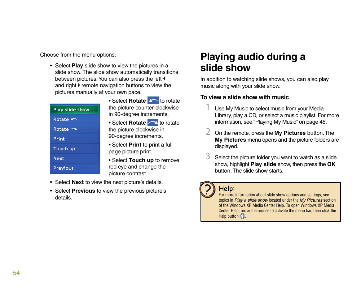 Playing audio during a slide show | Gateway 610 User Manual | Page 60 / 108