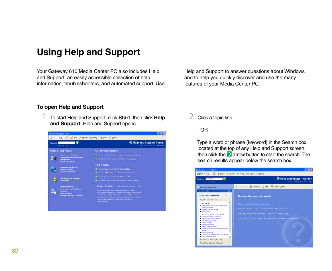 Using help and support | Gateway 610 User Manual | Page 88 / 108