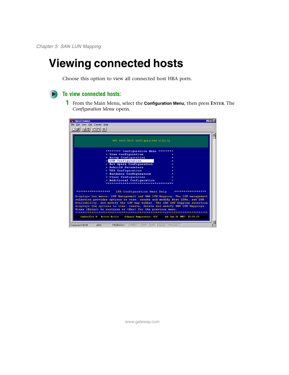 Viewing connected hosts | Gateway 840 VT-100 User Manual | Page 113 / 250