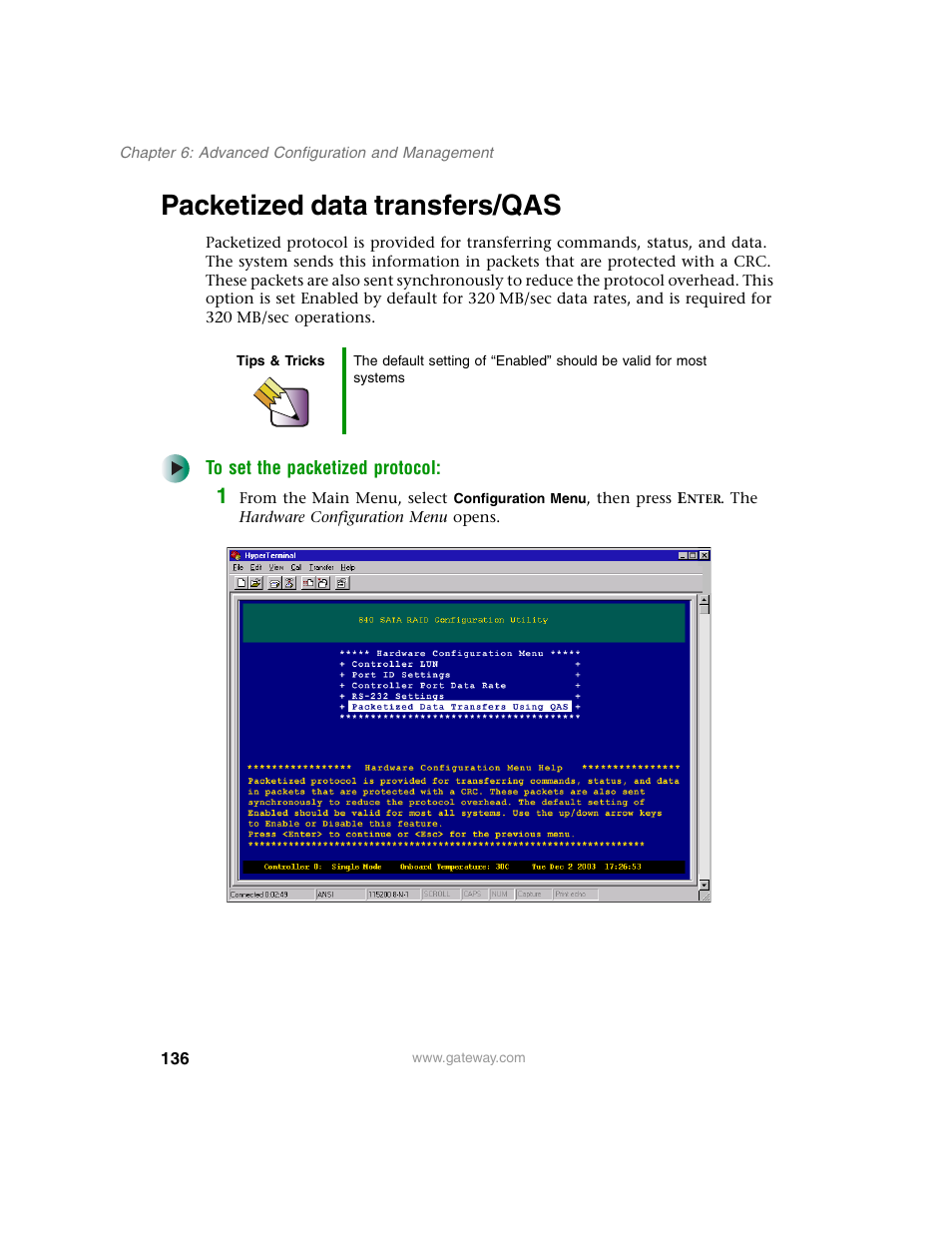 Packetized data transfers/qas | Gateway 840 VT-100 User Manual | Page 141 / 250