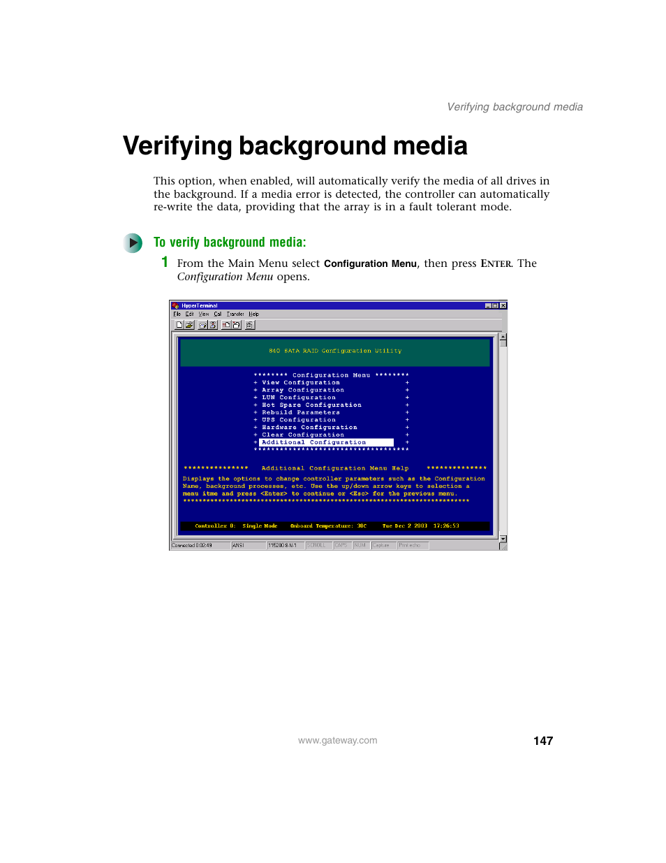 Verifying background media | Gateway 840 VT-100 User Manual | Page 152 / 250