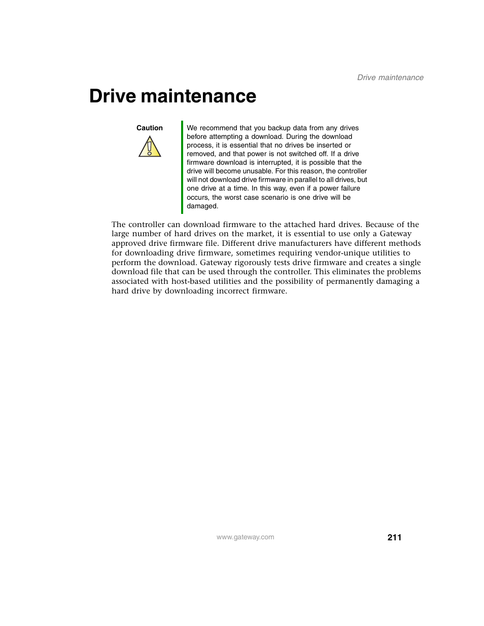 Drive maintenance | Gateway 840 VT-100 User Manual | Page 216 / 250