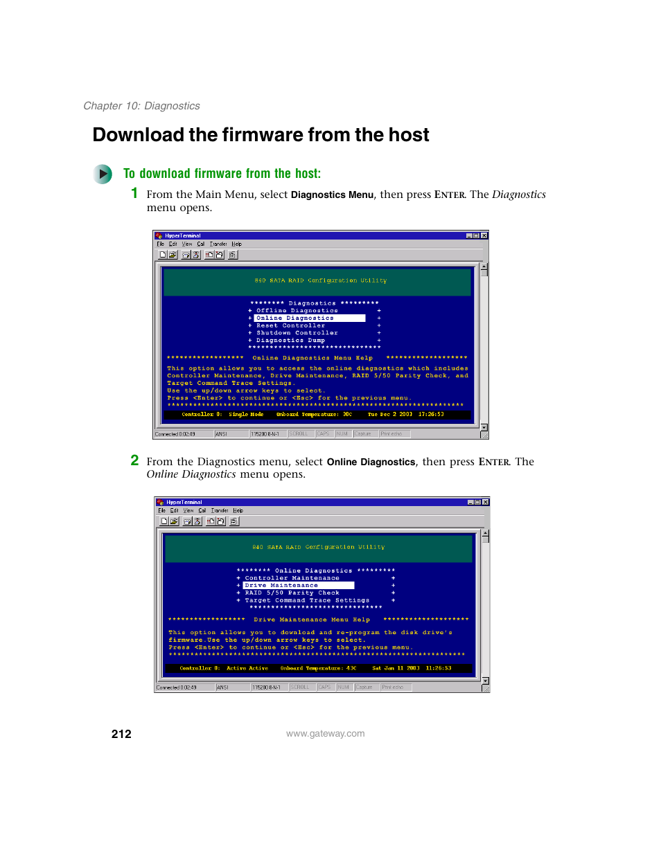 Download the firmware from the host | Gateway 840 VT-100 User Manual | Page 217 / 250