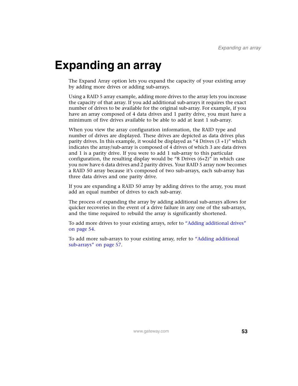 Expanding an array | Gateway 840 VT-100 User Manual | Page 58 / 250