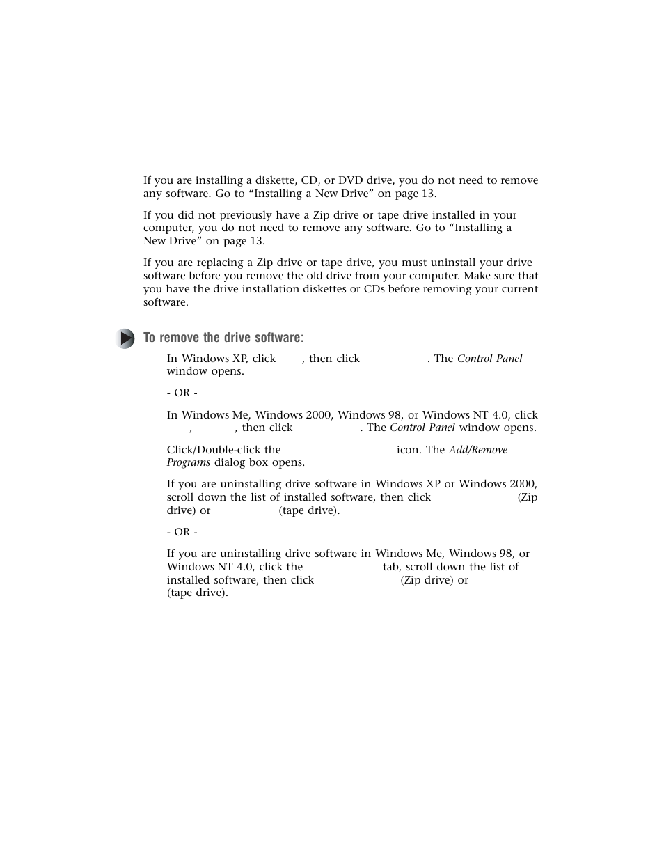 Removing drive software | Gateway Computer Drive User Manual | Page 10 / 58