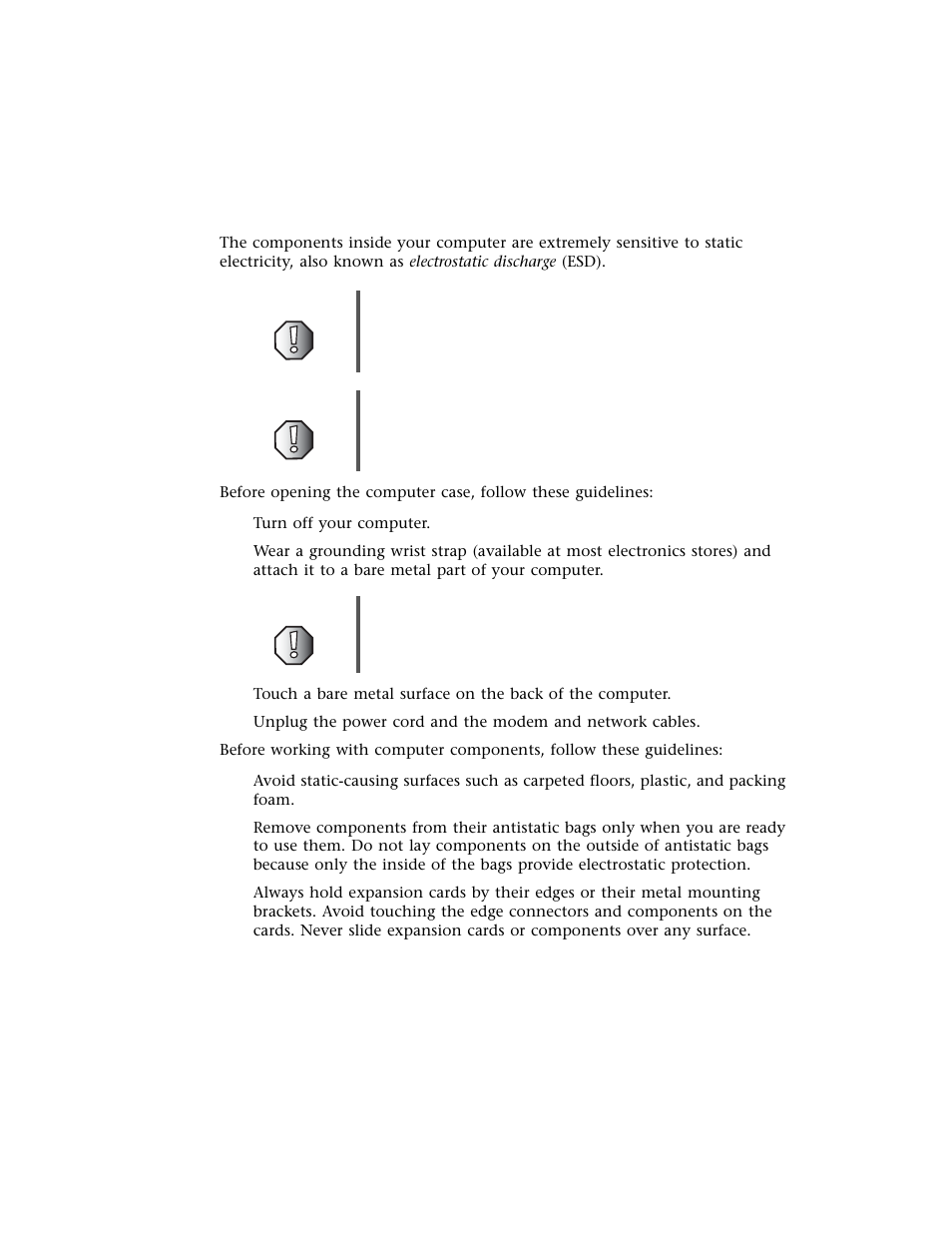 Preventing static electricity discharge | Gateway Computer Drive User Manual | Page 7 / 58
