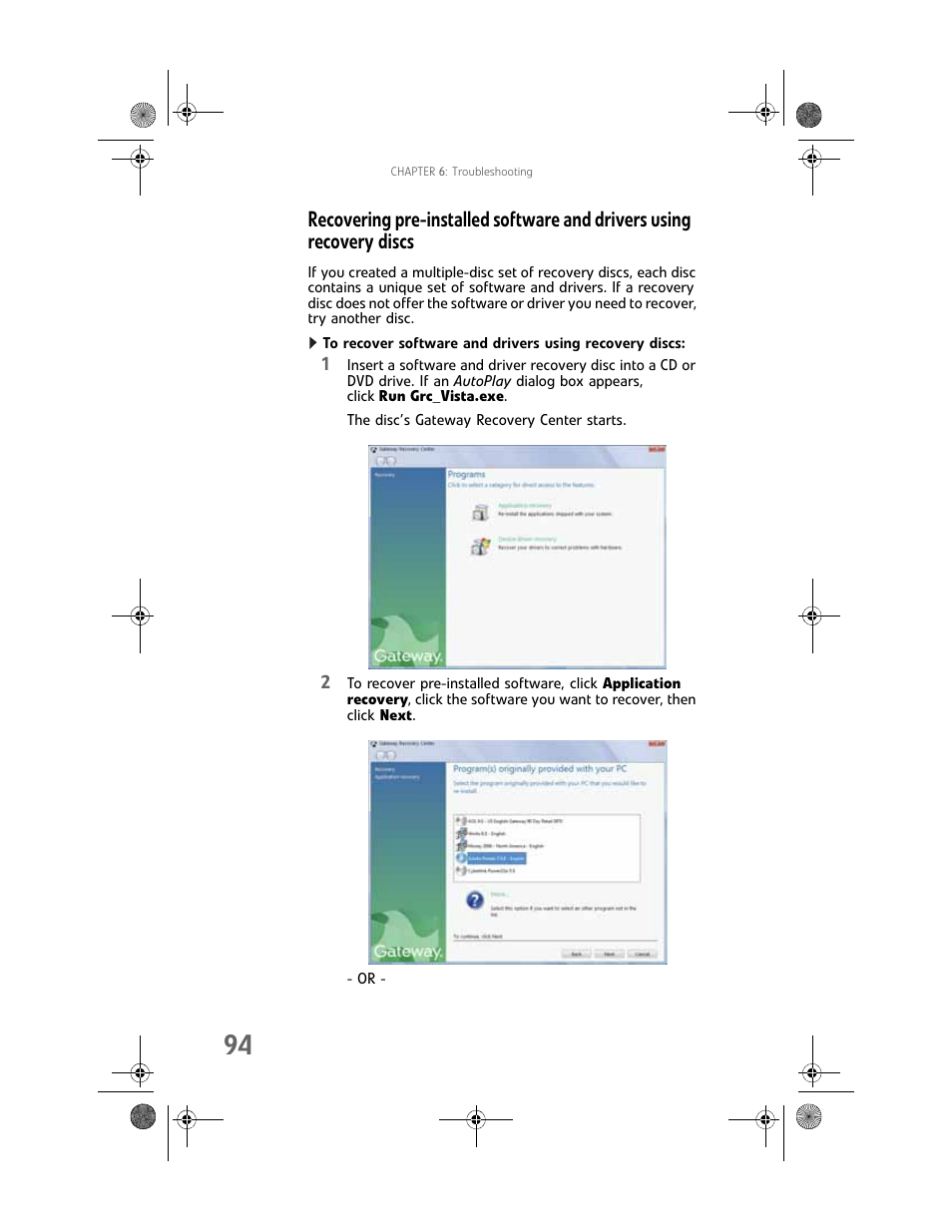 Recovering | Gateway Profile 6 User Manual | Page 100 / 130